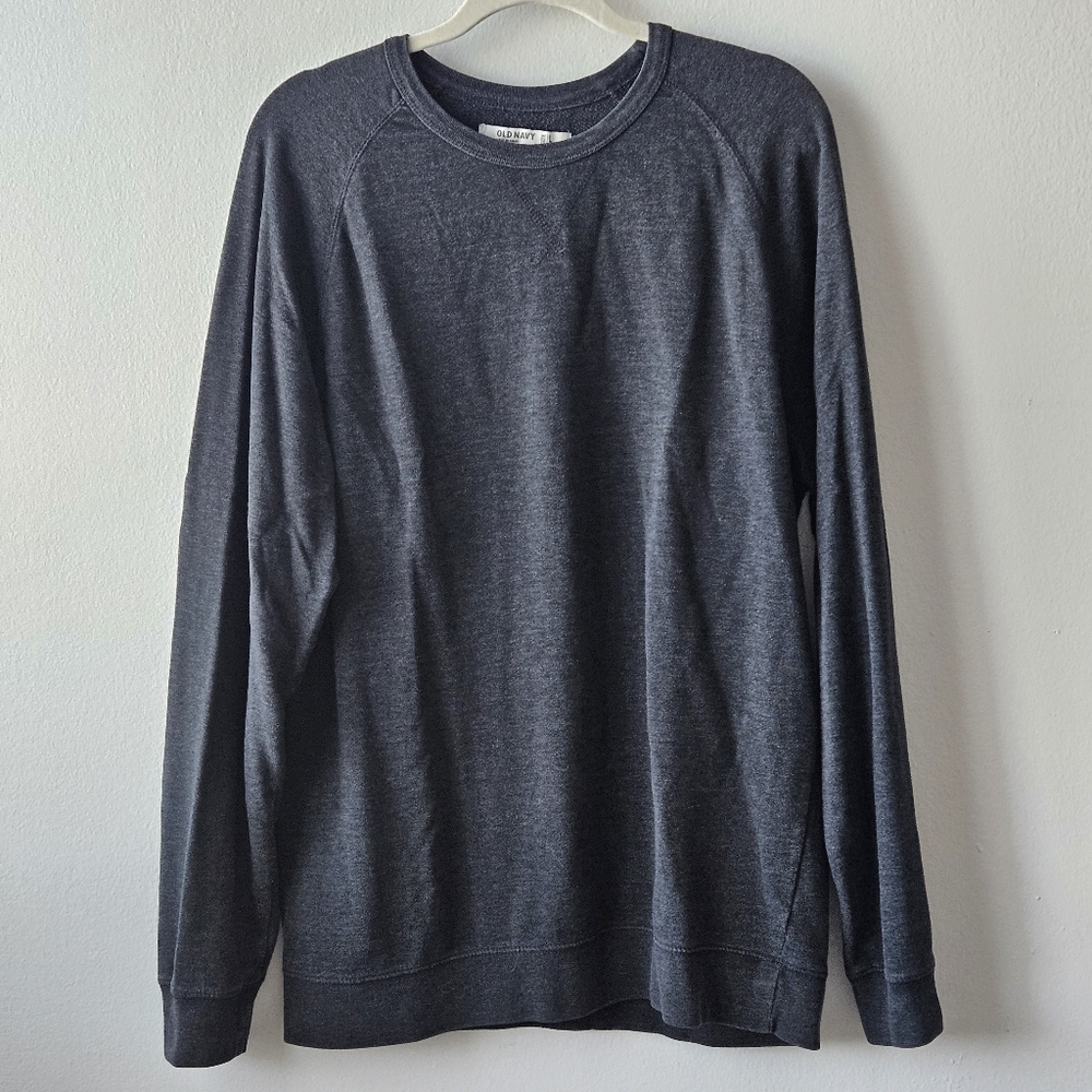 Old Navy L Men'sUnisex Crewneck Sweatshirt Gray Raglan Sleeves Lounge Athleisure